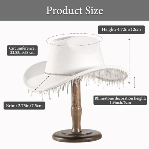 Rhinestone Cowgirl Hat Wide Brim Western Glitter Y2K Party Wear main image 6